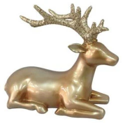 Martha Stewart Living 9 In. Winter's Wonder Gold Sitting Reindeer-LX1289-G 205930688
