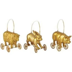 Martha Stewart Living Gilded Animals On Wheels Ornament (Set Of 3)-9783600530 300259568