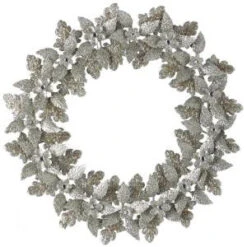 Martha Stewart Living Layered Leaves 17 In. Dia Artificial Christmas Wreath In Silver-9733800250 300261464