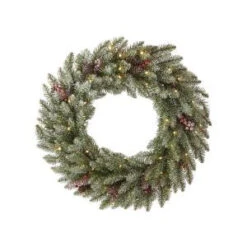 Martha Stewart Living Snowy Dunhill Fir 24 In. Artificial Christmas Wreath-9781400610 300338116
