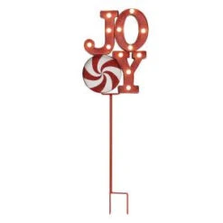 Mr. Christmas 12 In. Joy Indoor/Outdoor Merry Marquee Tower With Stake-60355 207213064