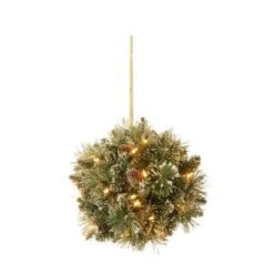 National Tree Company 12 In. Glittery Bristle Pine Kissing Ball With Pine Cones-GB1-300-12K-B1 205299262