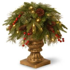 National Tree Company 1.5 Ft. Colonial Porch Artificial Bush With Clear Lights-PECO1-304-18P 300120644