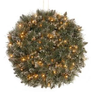 National Tree Company 16 In. Glittery Bristle Pine Kissing Ball With Battery Operated Warm White LED Lights-GB3-300-16K-B1 300487216 1 National Tree Company 16 In. Glittery Bristle Pine Kissing Ball With Battery Operated Warm White LED Lights-GB3-300-16K-B1 300487216