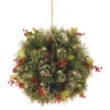 National Tree Company 16 In. Wintry Pine Kissing Ball With Battery Operated Warm White LED Lights-WP1-304-16K-B 300487279