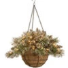National Tree Company 20 In. Glittery Bristle Pine Hanging Basket With Battery Operated Warm White LED Lights-GB3-300-20H-B1 300487193