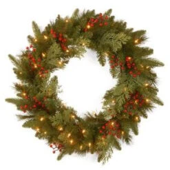 National Tree Company 24 In. Classical Collection Artificial Wreath With Battery Operated Warm White LED Lights-PECC3-300-24WB1 300154634
