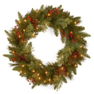 National Tree Company 24 In. Classical Collection Artificial Wreath With Battery Operated Warm White LED Lights-PECC3-300-24WB1 300154634 1 National Tree Company 24 In. Classical Collection Artificial Wreath With Battery Operated Warm White LED Lights-PECC3-300-24WB1 300154634