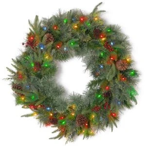 National Tree Company 24 In. Colonial Artificial Wreath With Battery Operated Dual Color LED Lights-PECO7-395D24WBC 300154635 1 National Tree Company 24 In. Colonial Artificial Wreath With Battery Operated Dual Color LED Lights-PECO7-395D24WBC 300154635