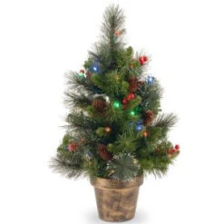 National Tree Company 24 In. Crestwood Spruce Tree With Battery Operated Multicolor LED Lights-CW7-334M-20 300478227