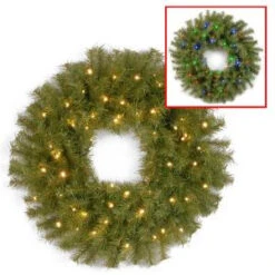 National Tree Company 24 In. Norwood Fir Artificial Wreath With Battery Operated Dual Color LED Lights-NF-304D-24WB-1 300182904