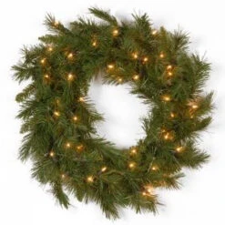 National Tree Company 24 In. Winchester Pine Artificial Wreath With Clear Lights-WCH7-300-24W-1 300182752