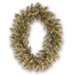 National Tree Company 30 In. Glittery Bristle Pine Artificial Wreath With Battery Operated Warm White LED Lights-GB3-307-30WBC 300182853