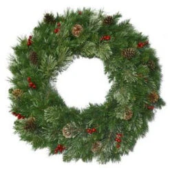 National Tree Company 30 In. Unlit Cashmere Cone And Berry Decorated Artificial Wreath With Red Berries And Pinecones-CCB19-30W 205146931