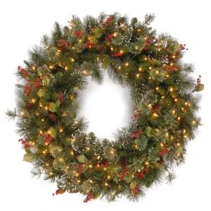 National Tree Company 30 In. Wintry Pine Artificial Wreath With Clear Lights-WP1-300-30W-1 300182791 1 National Tree Company 30 In. Wintry Pine Artificial Wreath With Clear Lights-WP1-300-30W-1 300182791
