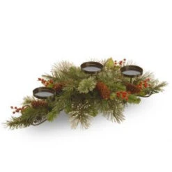 National Tree Company 30 In. Wintry Pine Centerpiece And Candle Holder-WP3-832-30C-B 300478168