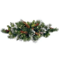National Tree Company 32 In. Wintry Pine Centerpiece With Battery Operated Warm White LED Lights-WP1-334-32-B1 300478183