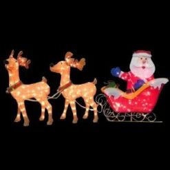 National Tree Company 34 In. Santa And Reindeer With Clear Lights-DF-245001C 205577231