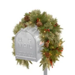 National Tree Company 36 In. Colonial Mailbox Swag With Battery Operated Warm White LED Lights-PECO7-395-36MB 300487244