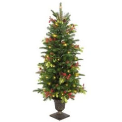 National Tree Company 4 Ft. Decorative Collection Berry Leaf Entrance Artificial Christmas Tree-DC3-184L-40 300120630