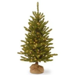 National Tree Company 4 Ft. Kensington Burlap Artificial Christmas Tree With Clear Lights-KNT3-306-40 300120624
