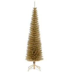 National Tree Company 6.5 Ft. Decorator’s Slim Champagne Tinsel Artificial Christmas Tree-DEC7-502-65-H 207183138