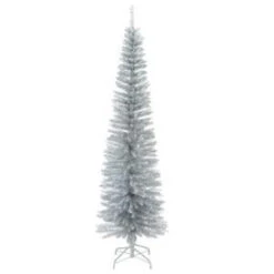 National Tree Company 6.5 Ft. Decorator’s Slim Silver Tinsel Artificial Christmas Tree-DEC7-501-65-H 300487976