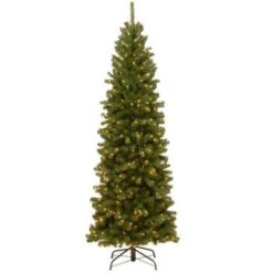 National Tree Company 7-1/2 Ft. North Valley Spruce Pencil Slim Hinged Artificial Christmas Tree With 400 Clear Lights-NRV7-358-75 207183204