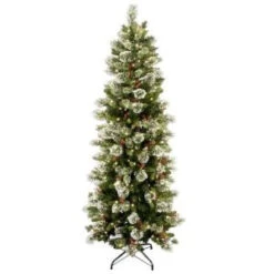 National Tree Company 7-1/2 Ft. Wintry Pine Slim Hinged Artificial Christmas Tree With 400 Clear Lights-WP1-310-75 207183345