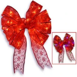 National Tree Company 9 In. Red Bow Tree Topper With Dual Color LED Lights-JMB-9RLD-1 300492988