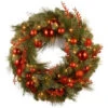 National Tree Company Decorative Collection Christmas Red Mixed 24 In. Artificial Wreath With Battery Operated Warm White LED Lights-DC13-159-24WB-1 300182809