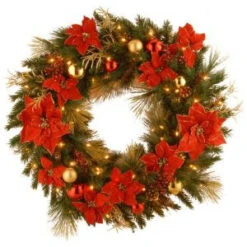 National Tree Company Decorative Collection Home Spun 36 In. Artificial Wreath With Clear Lights-DC13-111L-36W 300182774