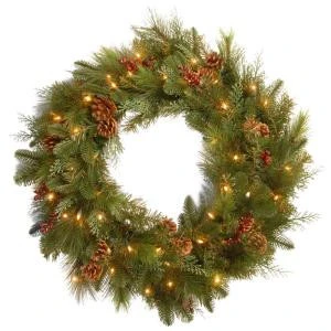 National Tree Company Decorative Collection Noble Mixed 30 In. Artificial Wreath With Battery Operated Warm White LED Lights-DC13-103-30WB-1 300182792 1 National Tree Company Decorative Collection Noble Mixed 30 In. Artificial Wreath With Battery Operated Warm White LED Lights-DC13-103-30WB-1 300182792