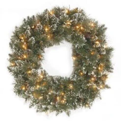 National Tree Company Glittery Bristle Pine 24 In. Artificial Wreath With Clear Lights-GB3-300-24W-1 300182822