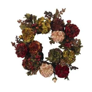 Nearly Natural 22 In. Artificial Wreath With Autumn Hydrangeas And Peony-4911 202510757 1 Nearly Natural 22 In. Artificial Wreath With Autumn Hydrangeas And Peony-4911 202510757