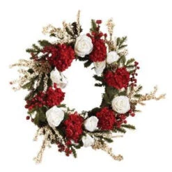 Nearly Natural 24 In. Hydrangea Wreath With White Roses-4899 100686420