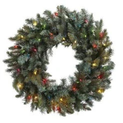Nearly Natural 30 In. Pine Artificial Wreath With Colored Lights-4862 206585509