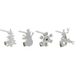 Original MantleClip Silver, Adjustable Metal Christmas Stocking Holder With Assorted Clip-On Icons (4-Pack)-BTA0404 205922202