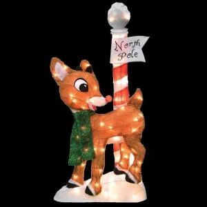 Rudolph 32 In. LED 2D Pre-Lit Yard Art, North Pole-90308_THD 206953994 1 Rudolph 32 In. LED 2D Pre-Lit Yard Art, North Pole-90308_THD 206953994
