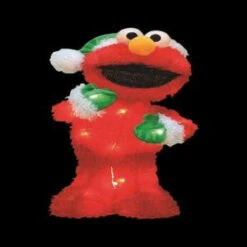 Sesame Street 18 In. Pre-Lit LED Elmo With Green Santa Hat And Mittens-90108_MP1 206955526