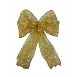 Starlite Creations 9 In. 36-Light Battery Operated LED Gold Everyday Bow-EB04-Y006-A1 202371878