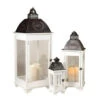 White Wood And Metal Lantern (Set Of 3)-2000400 206576199