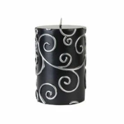 Zest Candle 3 In. X 4 In. Black Scroll Pillar Candle Bulk (12-Case)-CPS-001_12 203363188